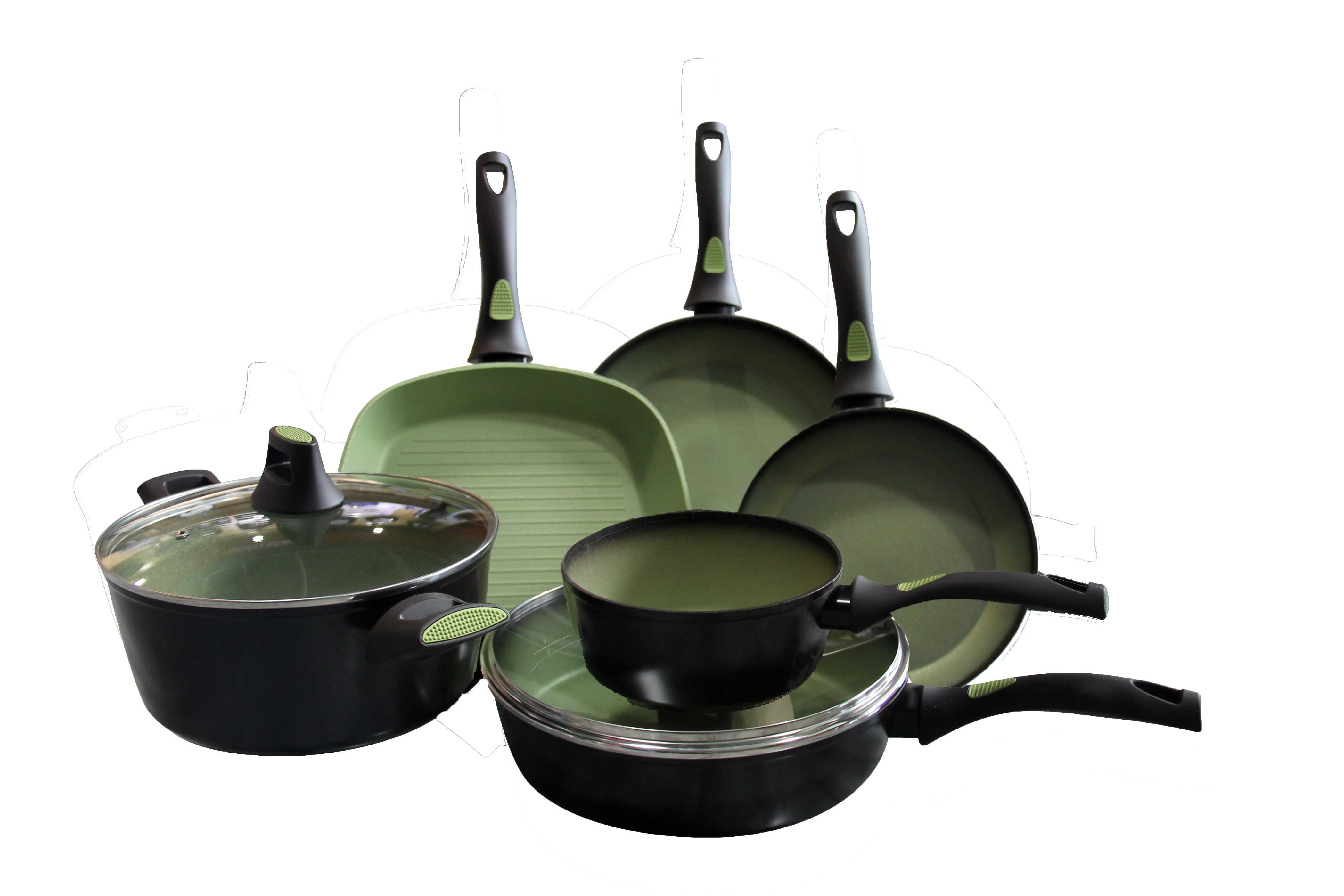 NEWARE AVOCADO 9 Piece Cooking Set with GRIDDLE/ COMAL