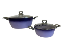 Cargar imagen en el visor de la galería, NEWARE bigger PURPLE Terracotta 10 Piece Cooking Set with GRIDDLE / Batería mas GRANDE de 10 piezas de Terracotta MORADO con COMAL