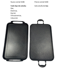 Load image into Gallery viewer, 2 Pack SMOOTH Marble Double Griddles for ALL types of STOVES with Silicone Handles / 2 Comales LISOS para DOBLE parrilla GRUESOS de mármol, Apto para TODO tipo de ESTUFAS!!