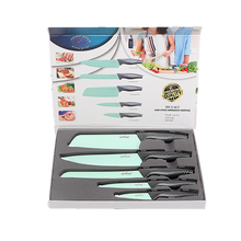 Load image into Gallery viewer, JADE coated NON-STICK 5 piece KNIFE set/ juego de CUCHILLOS de 5 piezas de JADE