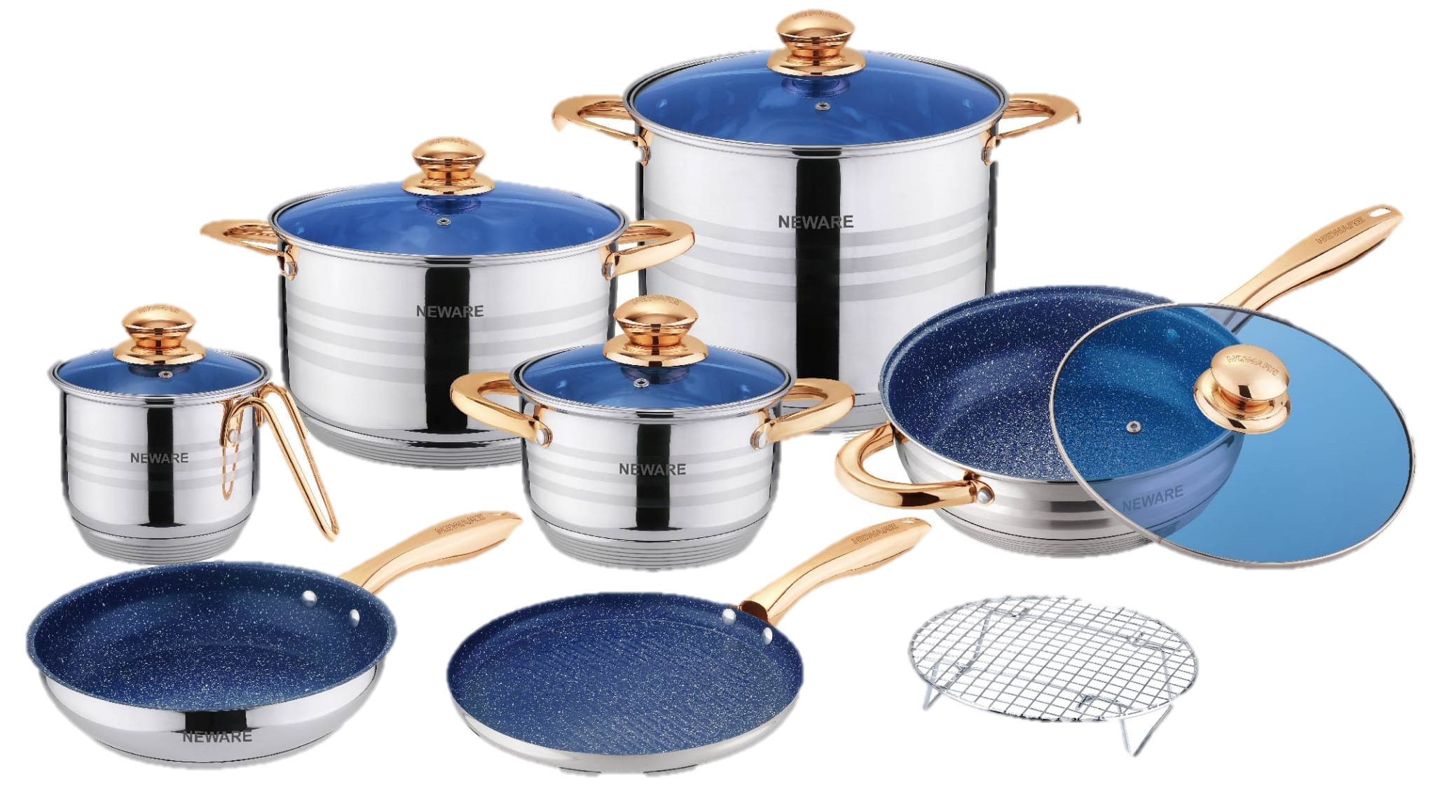 Oster Rockglass 13-piece Stainless Steel Cookware Set in Silver