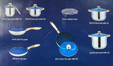 Load image into Gallery viewer, 13 Piece Rose Gold Stainless Steel Cookware set/ Batería de Acero Inoxidable de 13 piezas con color oro rosado