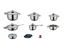 Load image into Gallery viewer, Tres Piedras 16 Piece Stainless Steel Pots and Pans Set/Batería de 16 piezas de acero inoxidable Tres Piedras