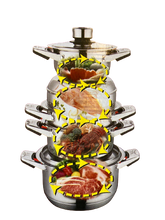 Cargar imagen en el visor de la galería, 16 Piece Stainless Steel Pots and Pans Set/Batería de 16 piezas de acero inoxidable