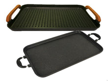 Load image into Gallery viewer, 2 pack- RIBBED and SMOOTH double MARBLE griddle with FREE colored handles/2 COMALES Combo ACANALADO y LISO grueso de MARMOL de DOBLE parrilla para estufa de GAS con agarraderas de color GRATIS