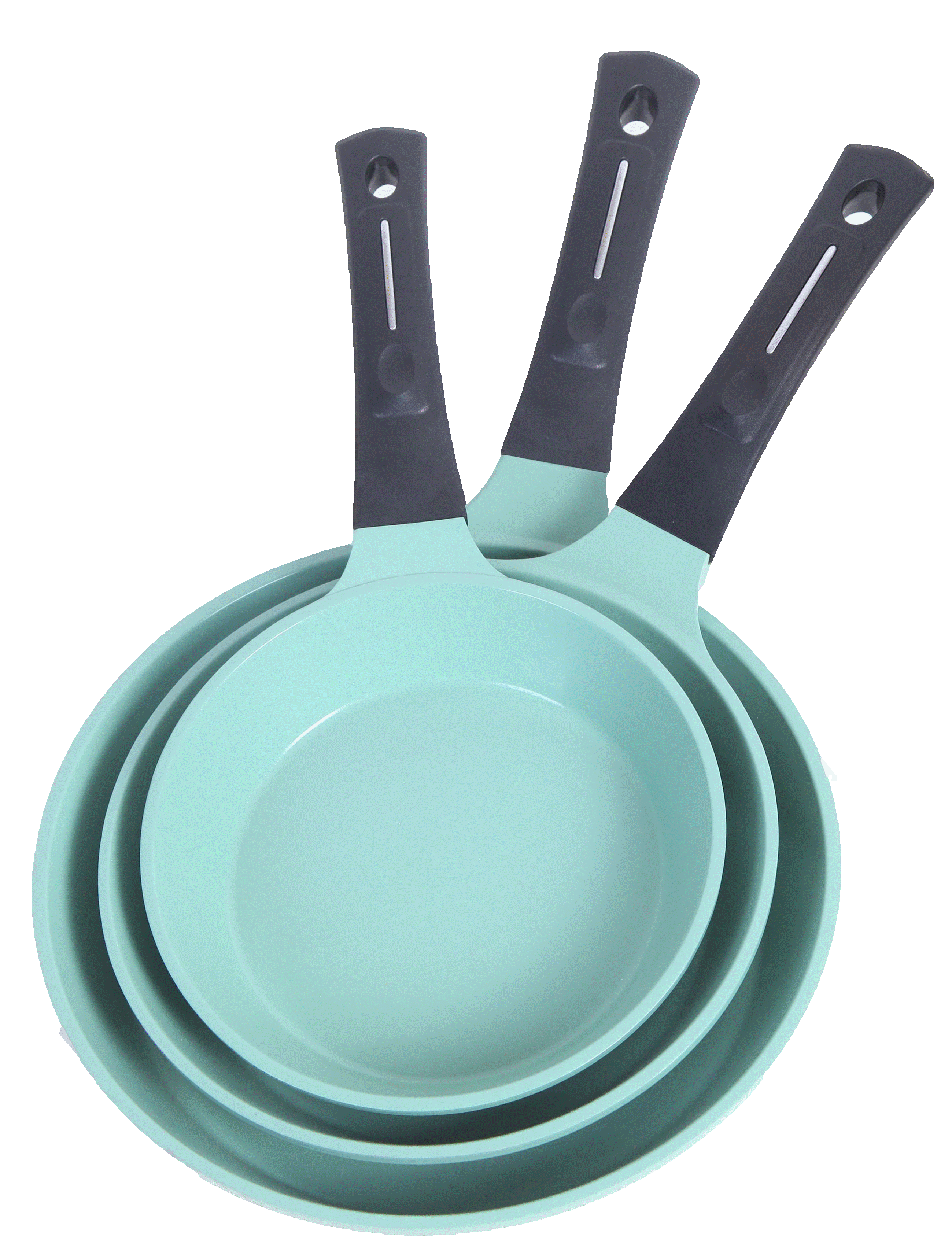 Neware EUROCOOK Jade Powder-coated Ceramic Non-Stick Cookware Set, 3-Piece  PFOA-Free Frying Pans