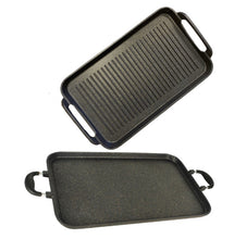 Load image into Gallery viewer, 2 pack- RIBBED and SMOOTH double MARBLE griddle with FREE colored handles/2 COMALES Combo ACANALADO y LISO grueso de MARMOL de DOBLE parrilla para estufa de GAS con agarraderas de color GRATIS