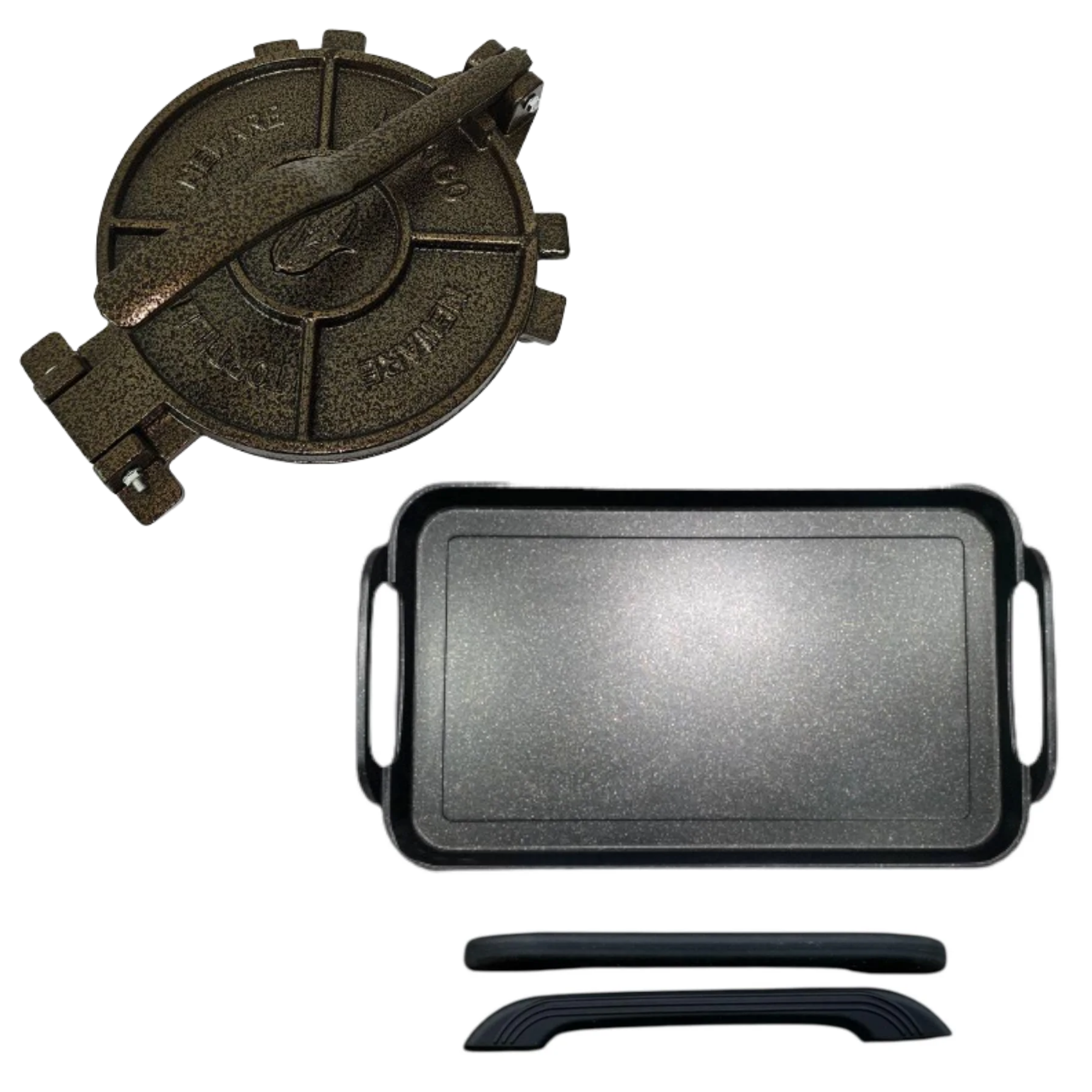 COMBO ViiCKY: Comal NEWARE Liso Inducción + Prensa GRANDE de 11" para Tortillas (¡Agarraderas GRATIS!)