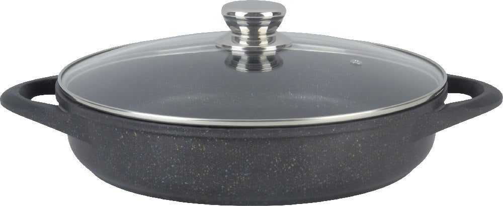 Cast Aluminum Pot with Marble Coating and Lid