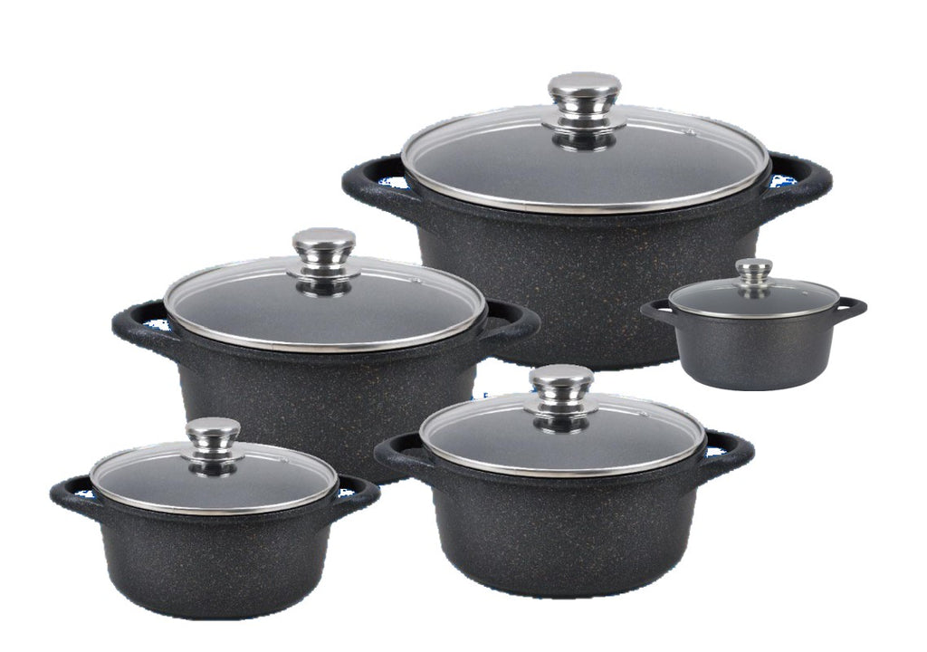 Cast Aluminum Pots with Marble Coating and Lid