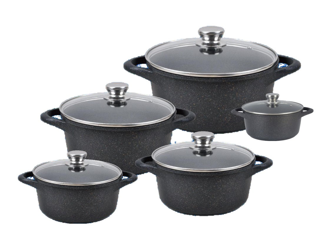 Cast Aluminum Pots with Marble Coating and Lid