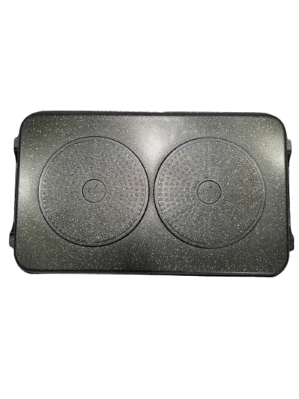 2 Pack SMOOTH Marble Double Griddles for ALL types of STOVES with Silicone Handles / 2 Comales LISOS para DOBLE parrilla GRUESOS de mármol, Apto para TODO tipo de ESTUFAS!!