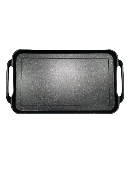 1- SMOOTH Griddle double burner FOR ALL TYPES OF STOVES /1-Comal LISO doble GRUESO de mármol con aluminio fundido Apto para TODO TIPO DE ESTUFAS