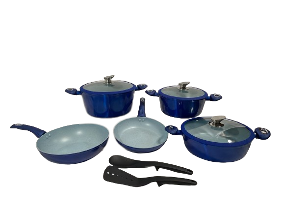 10 Piece VERSAILLES BLUE Nonstick Cookware Set/ Batería de 10 piezas VERSAILLES AZUL antiadherente