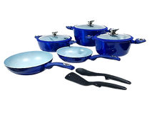 Cargar imagen en el visor de la galería, Paris BLUE 10 Piece Granite Marble set/ Juego de 10 piezas PARIS en AZUL de marmol
