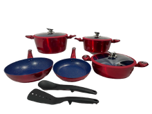 Load image into Gallery viewer, 10 Piece BORDEAUX RED Nonstick Cookware Set/ Batería de 10 piezas BORDEAUX RED antiadherente
