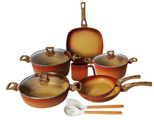 Load image into Gallery viewer, NEWARE Terracotta BIGGER size 12 Piece Cooking Set with Milk Cup/ Batería mas GRANDE de 12 piezas de Terracotta con POCILLO
