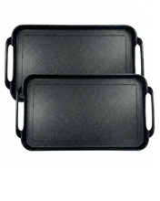 Cargar imagen en el visor de la galería, 2 Pack SMOOTH Marble Double Griddles for ALL types of STOVES with Silicone Handles / 2 Comales LISOS para DOBLE parrilla GRUESOS de mármol, Apto para TODO tipo de ESTUFAS!!
