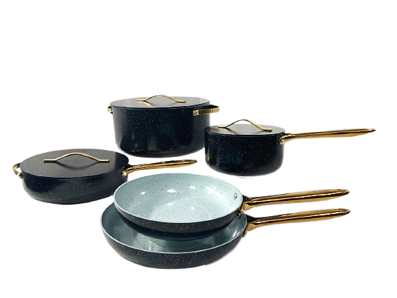 ROYAL black 8 piece cookware set/ Bateria de 8 piezas NEGRO royal