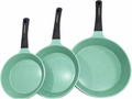 EUROCOOK Jade Powder-coated Ceramic Non-Stick Cookware Set, 3-Piece PFOA-Free Frying Pans
