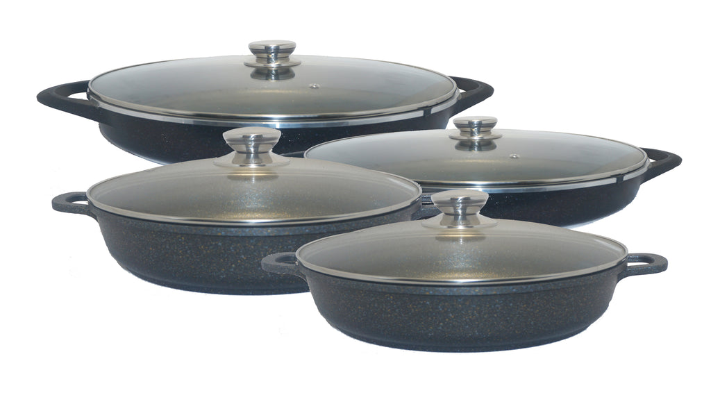 Cast Aluminum Pot with Marble Coating and Lid