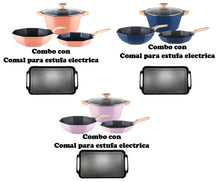 Load image into Gallery viewer, Combo OCTAGON 4 piece Cookware set with griddle for ELECTRIC stove/ Combo de Octagon de 4 piezas con comal para estufas ELECTRICAS!!
