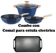 Cargar imagen en el visor de la galería, Combo OCTAGON 4 piece Cookware set with griddle for ELECTRIC stove/ Combo de Octagon de 4 piezas con comal para estufas ELECTRICAS!!
