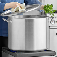 Load image into Gallery viewer, LARGE 60 Qt Stainless Steel stock pot with steaming rack/ Olla TAMALERAS de acero de 60 cuartos con vaporeras
