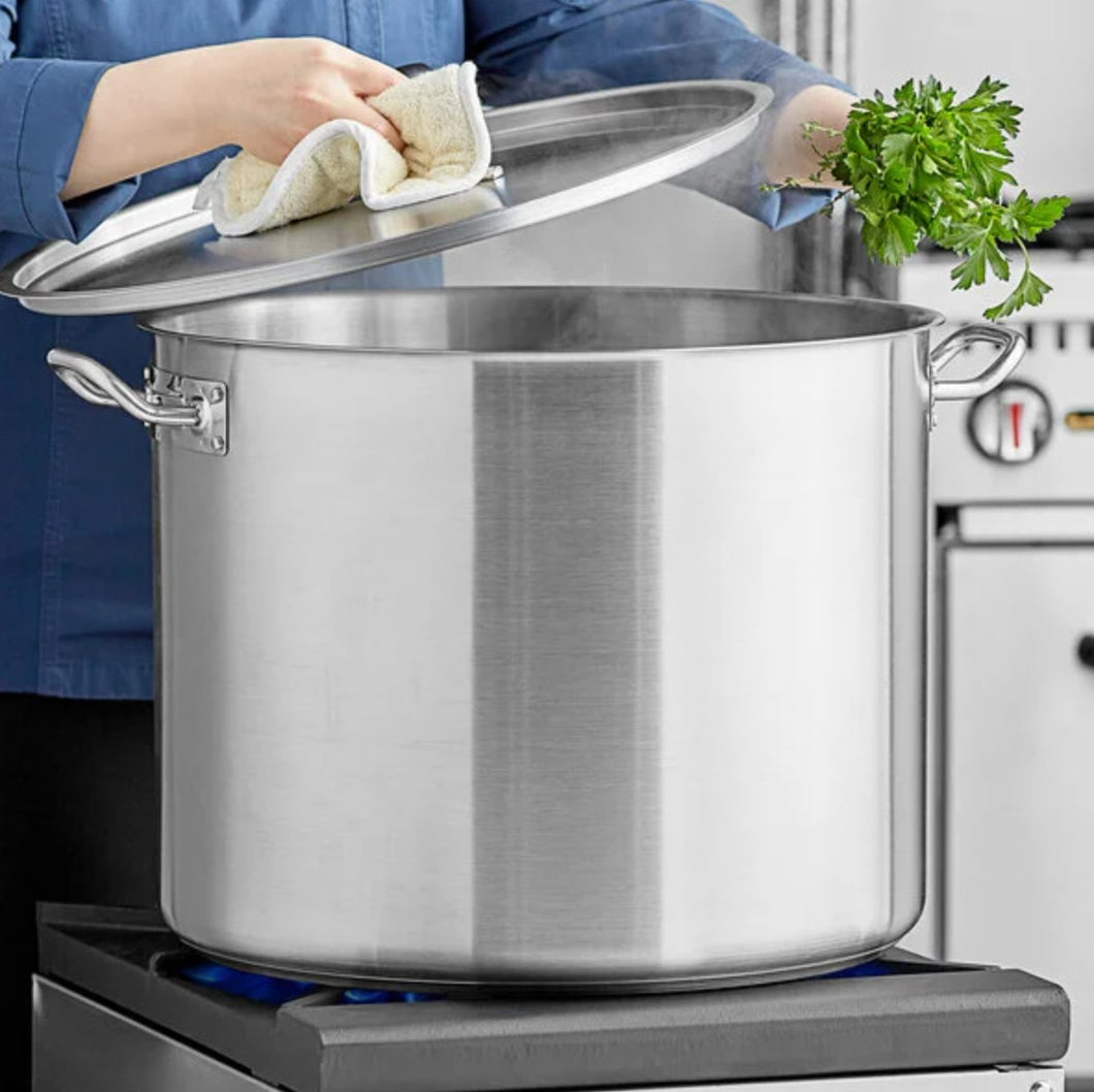 LARGE 60 Qt Stainless Steel stock pot with steaming rack/ Olla TAMALERAS de acero de 60 cuartos con vaporeras