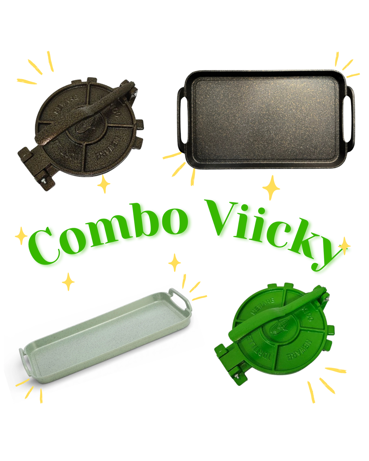 COMBO ViiCKY: Comal Liso Inducción + Prensa GRANDE de 11" para Tortillas