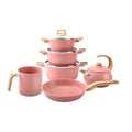 10pc Ceramic Marble Fresa Kitchen Set with Wooden Handles with Fresa Tea Kettle