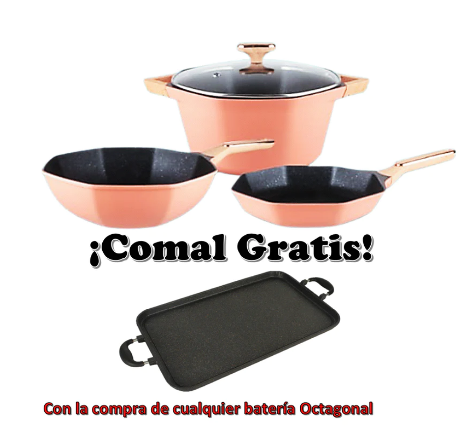 Combo OCTAGON 4 piece Cookware set with griddle for GAS stove/ Combo de Octagon de 4 piezas con comal GRATIS para estufa de GAS!