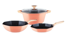 Cargar imagen en el visor de la galería, Combo CORAL OCTAGON 4 piece Cookware set with griddle/ Combo de la BATERIA de 4 piezas de CORAL OCTOGAN y comal GRATIS!
