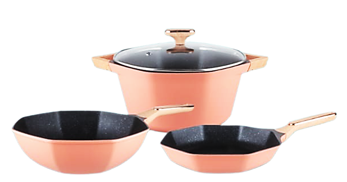 Combo CORAL OCTAGON 4 piece Cookware set with griddle/ Combo de la BATERIA de 4 piezas de CORAL OCTOGAN y comal GRATIS!