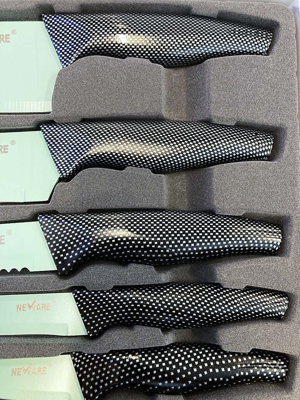 JADE coated NON-STICK 5 piece KNIFE set/ juego de CUCHILLOS de 5 piezas de JADE