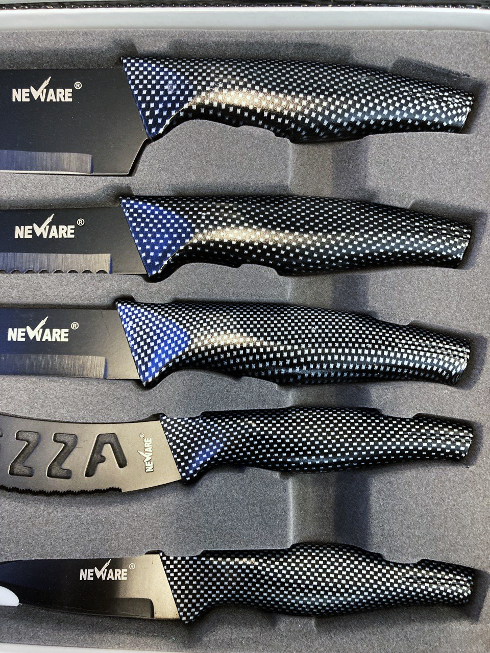 BLACK DIAMOND coated NON-STICK 6 piece KNIFE set/ juego de CUCHILLOS de 6 piezas de DIAMANTE NEGRO