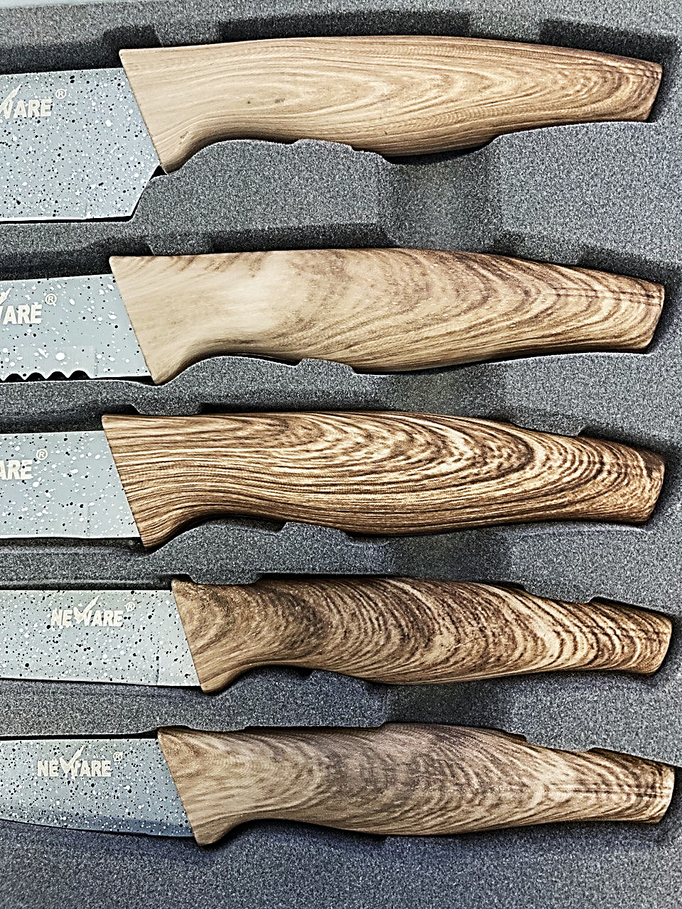 GREY DIAMOND coated NON-STICK 6 piece KNIFE set/ juego de CUCHILLOS de 6 piezas de DIAMANTE GRIS
