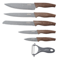 Set of 6 Kitchen Knives with Grey Diamond Coating