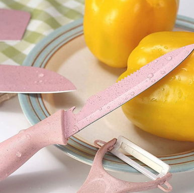Pink kitchen knife set / Set de cuchillos rosados