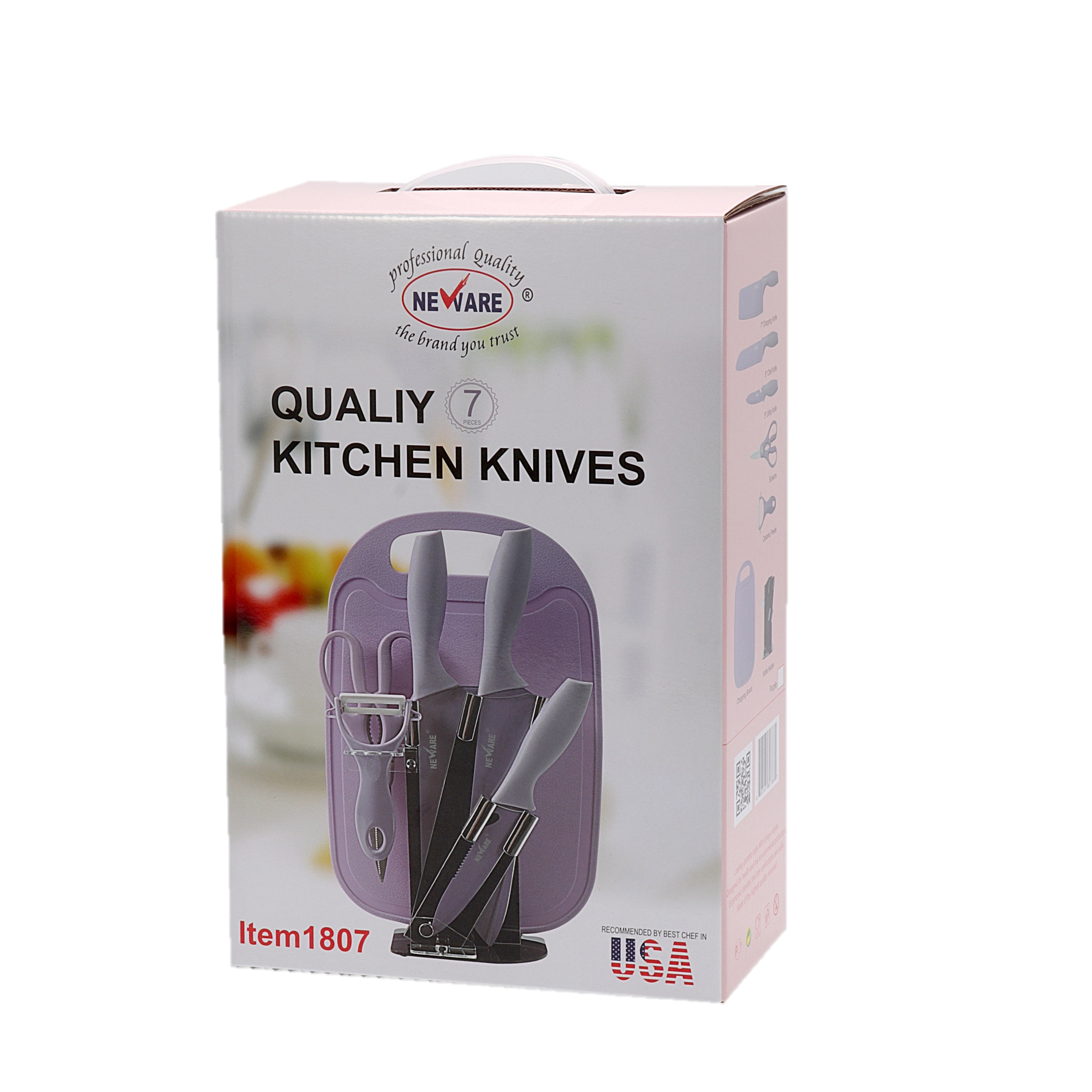 7 Piece kitchen knife set/Juego de cuchillos de 7 piezas