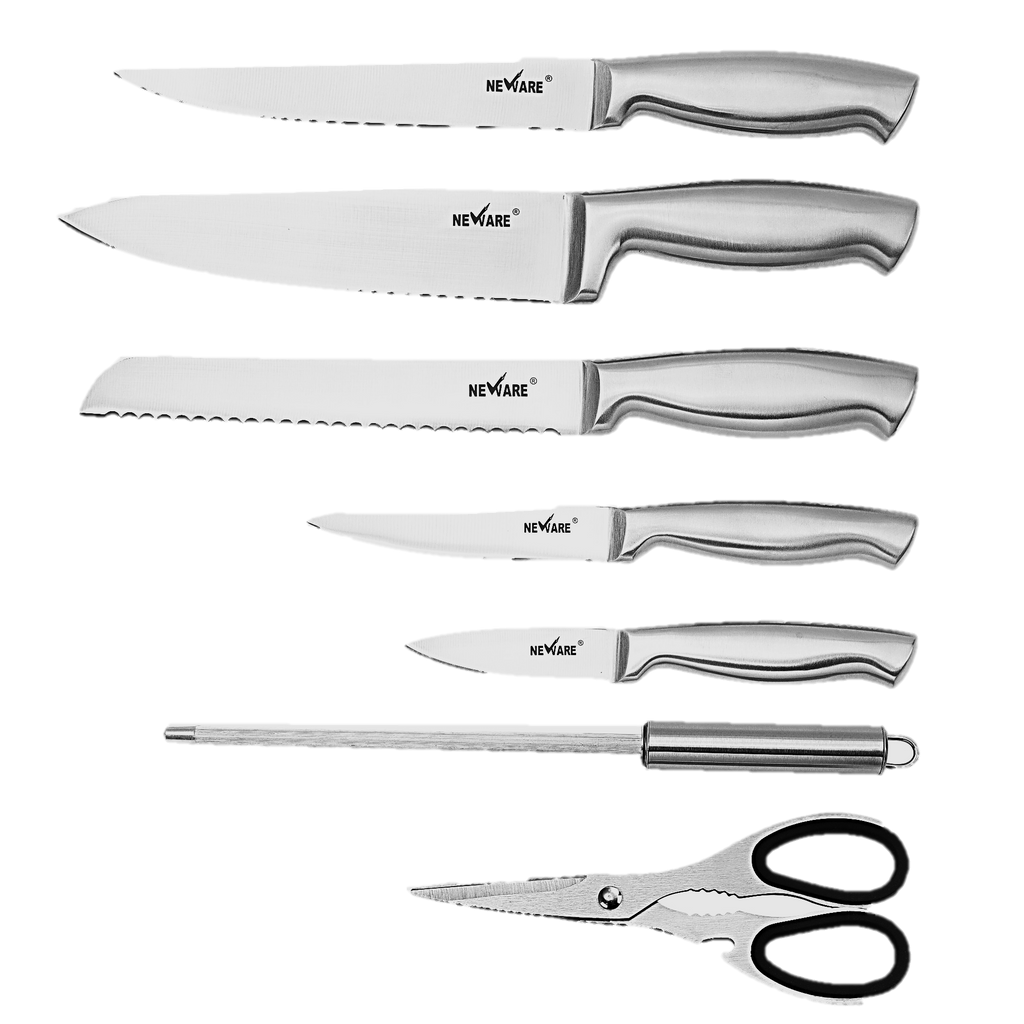 8-Piece Stainless Steel Kitchen Knife Set with Block