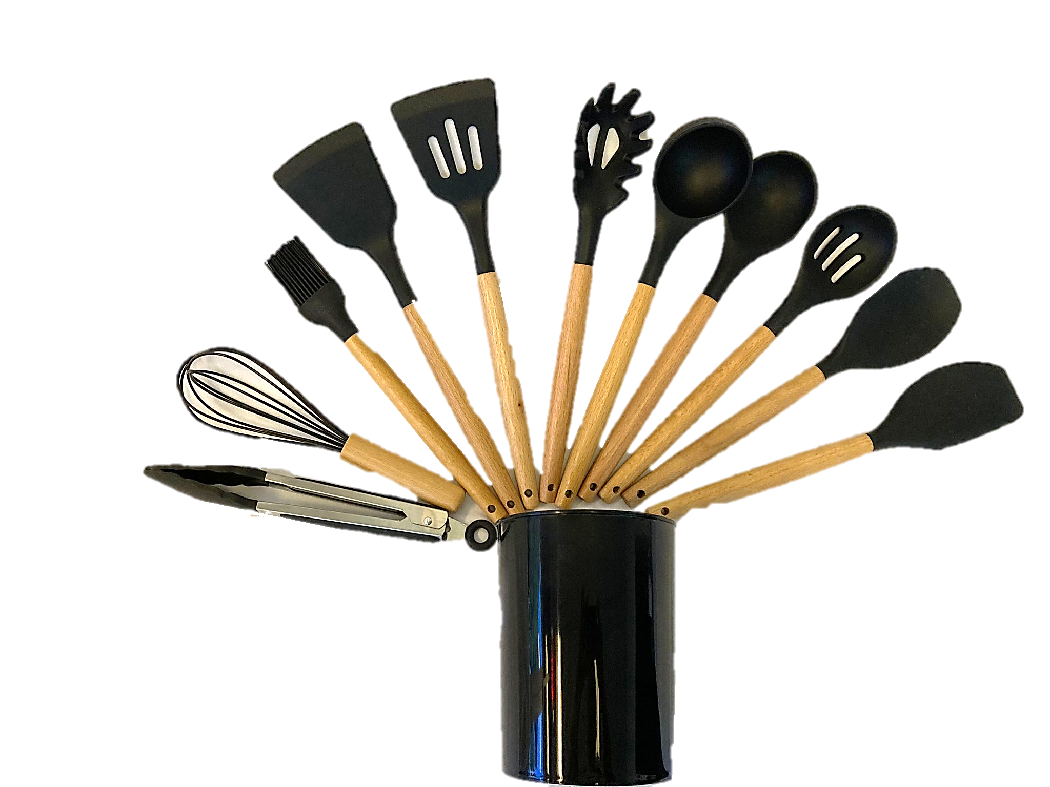 Set de utensilios de cocina en silicona , mas set de cuchillos, base  cuadrada.. - Tentuchi