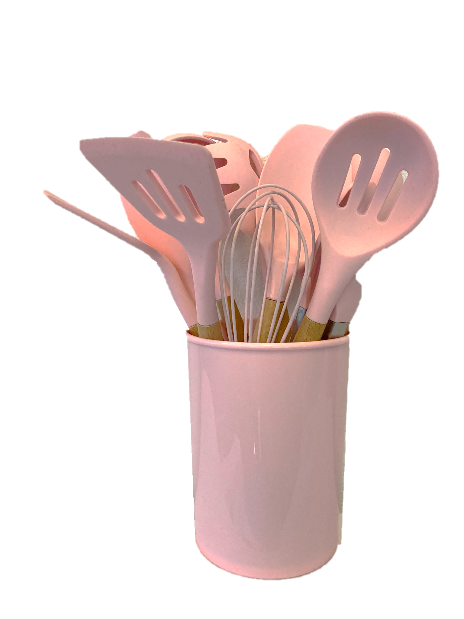 12-Piece Silicone Cooking Utensil Set with Wooden Handles and Holder