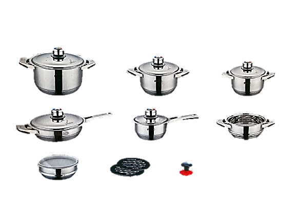 Tres Piedras 16 Piece Stainless Steel Pots and Pans Set/Batería de 16 piezas de acero inoxidable Tres Piedras