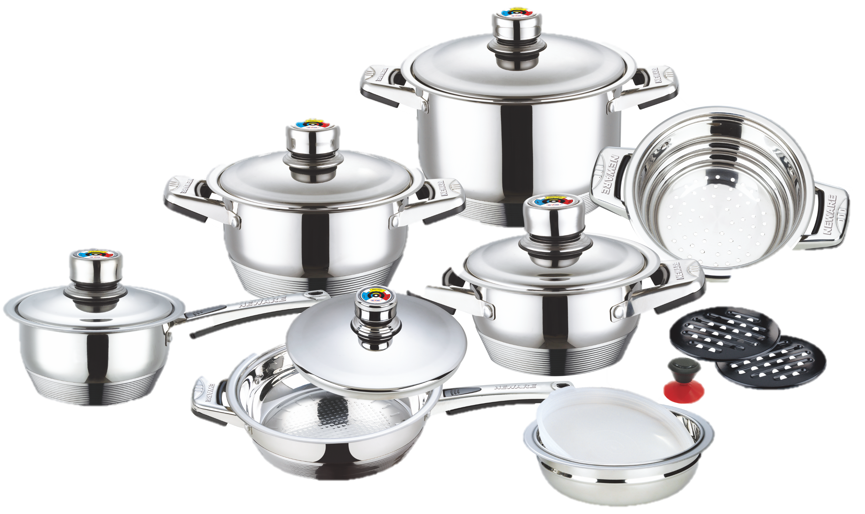 Tres Piedras 16 Piece Stainless Steel Pots and Pans Set/Batería de 16 piezas de acero inoxidable Tres Piedras
