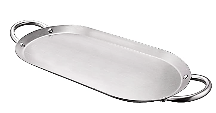 22" x 13" Oval Stainless Steel Griddle for Two Burners