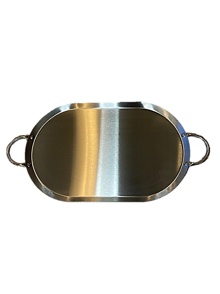 22" x 13" Oval Stainless Steel Griddle for Two Burners
