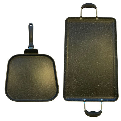 Marble Griddle (2-pack) Includes Double & Square griddles for ALL types of stoves/Comales Cuadrado y de Doble Parrilla apto para TODO tipo de ESTUFA