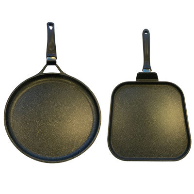 Neware Marble Griddle 2-PACK - Includes Round 12.6"(32cm) & Square griddles 11"(28cm) for ALL types of stoves/ JUEGO de 2 COMALES redondo y cuadrado para TODO tipo de ESTUFAS