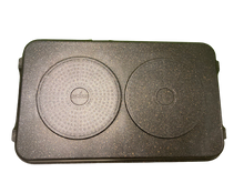 Load image into Gallery viewer, 2 pack-RIBBED double MARBLE griddles For ALL types of stoves w/FREE handles/2 COMALES acanalado de MARMOL de DOBLE parrilla para TODO tipo de ESTUFAS con agarraderas GRATIS
